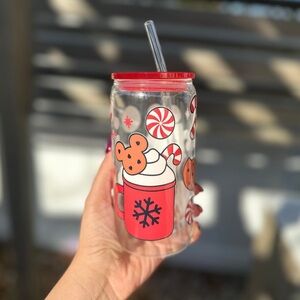 16 oz glass cup with a Christmas UVDTF design 🎄